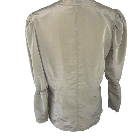 Dino Valiano Vintage Womens Blouse Size Small Beige Bishop Sleeve Casual - Picture 4 of 13